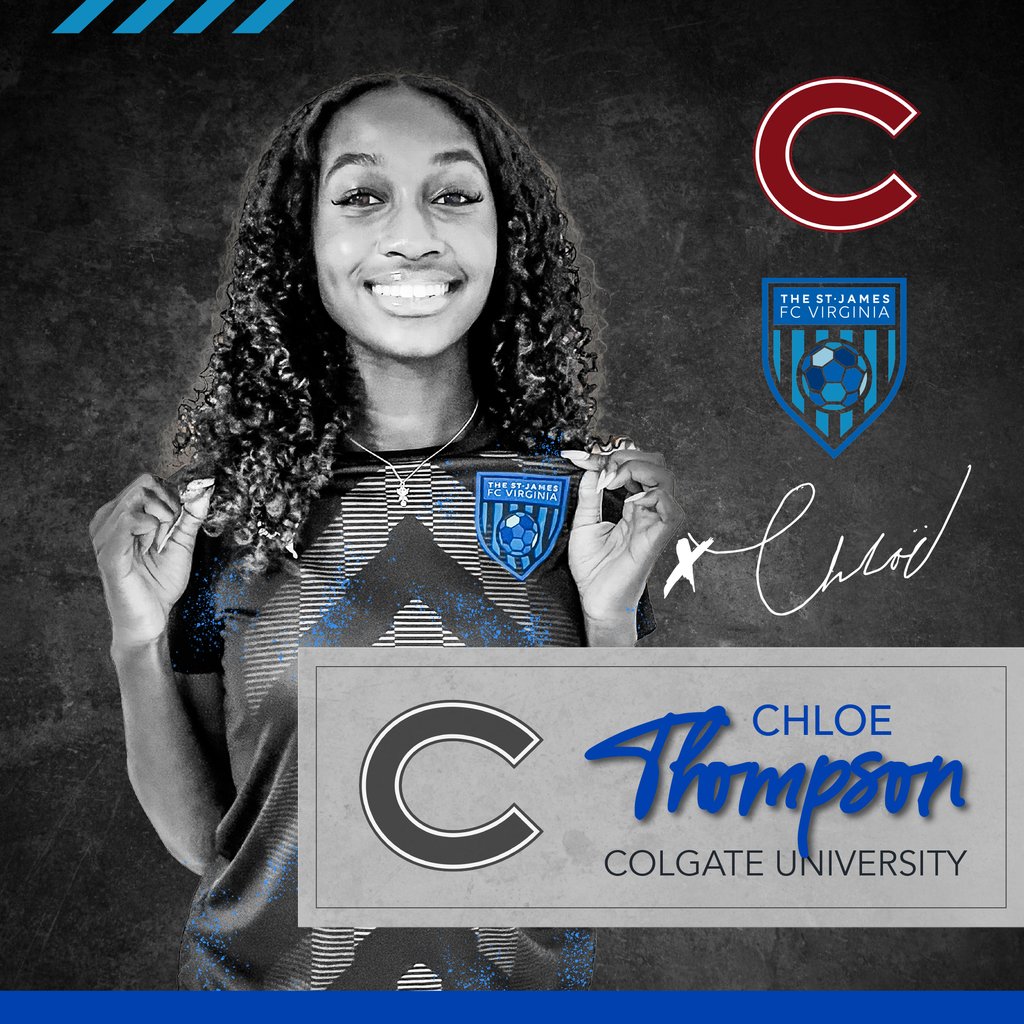 TheStJamesFC's tweet photo. ↪️Next up #FCV would like to congratulate U19 United South player Chloe Thompson! She celebrates #SigningDay by committing to play soccer at Colgate University. 🔮Your future is bright Chloe!

#TheFutureisFCV #SigningDay @thestjames
#GoRaiders https://t.co/mgHIv6Qn34