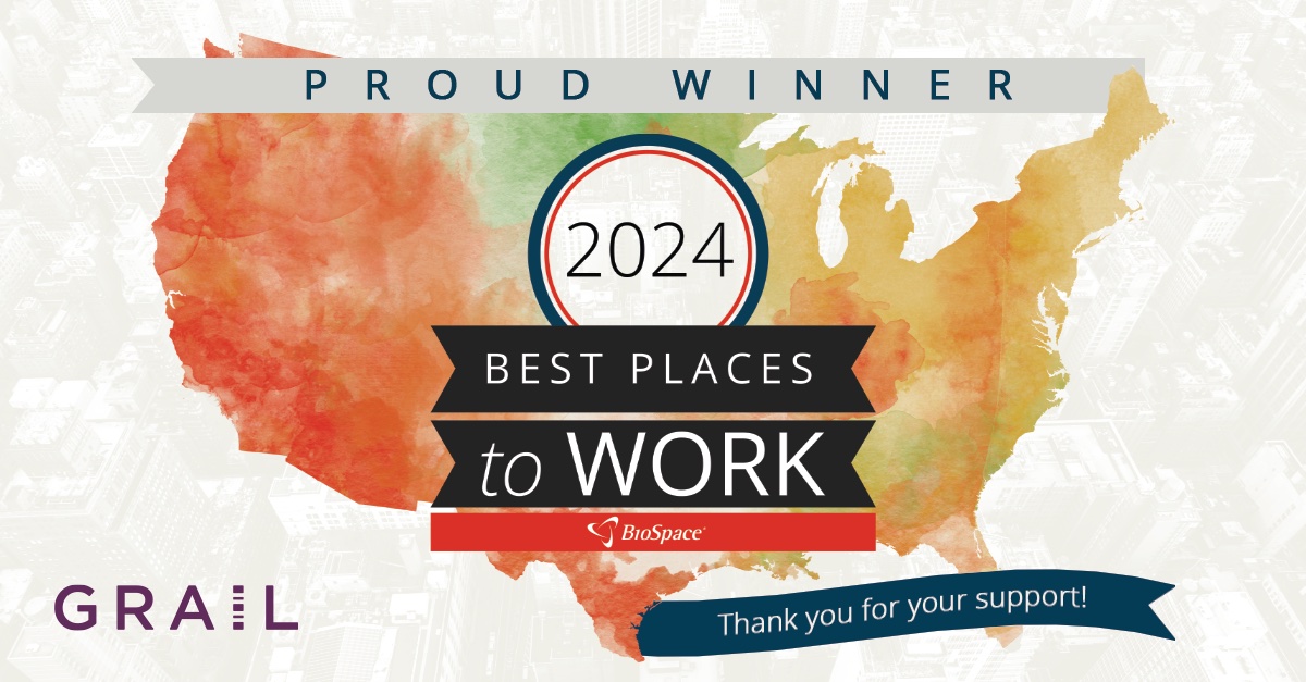 At GRAIL, we are guided by our commitment to changing the world. We are honored to be recognized as a top biopharma company on @BioSpace's 2024 Best Places to Work list. Learn more: bit.ly/3TOYVtU