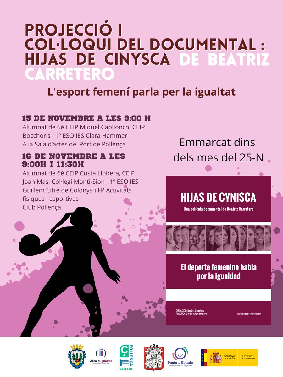 hijasdecynisca's tweet photo. #HijasDeCynisca en #Pollenca!🔝Primera vez cynisqueando en #Mallorca
3 pases 📽️para centros educativos del municipio el 15/11 y 16/11.
💜Gracias Áreas de Igualdad y Educación del Ayto de Pollenca por organizar estas jornadas imprescindibles dentro de vuestras actividades del #25 https://t.co/tF9FAa1x6l