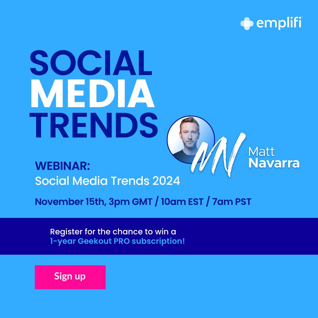 1,500+ social media managers signed up for this last year. So I’m doing it again for 2024 👇 I've teamed up with @emplifi_io to host... ✨THE BIG SOCIAL MEDIA TRENDS 2024 WEBINAR Join us and tune in for… - Year in review: How social media shifted in 2023 ⏪ - My social media…