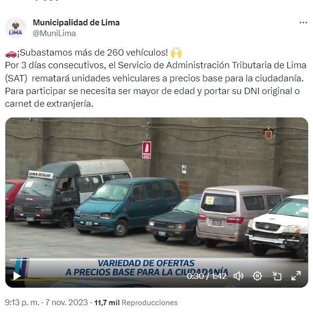 mal_menor's tweet image. Señor @rlopezaliaga1, hágale una favor a la ciudad y suspenda el remate vehicular del SAT. Por si no lo sabe, su gestión está subastando combis viejas con +30 años que volverán a las calles. Hay maneras de generar ingresos al municipio que no sean asfixiándonos con esa chatarra.