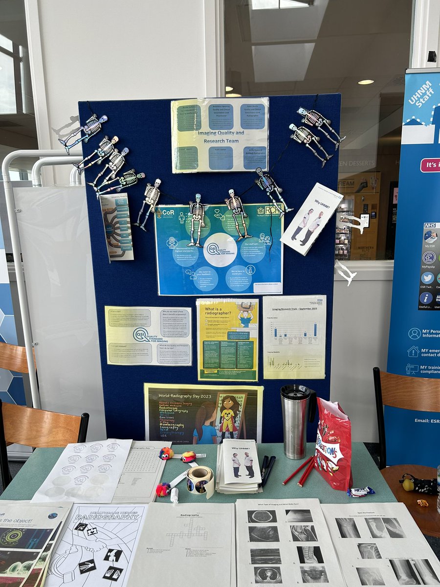 KatieOkulla's tweet photo. A great day celebrating World Radiography Day at UHNM today. Some fantastic talks for radiographers to attend and lovely displays to showcase our modalities in the RSUH atrium. Celebrations and colouring in - what’s not to love! @SCoRMembers https://t.co/xjHQSOSxvT