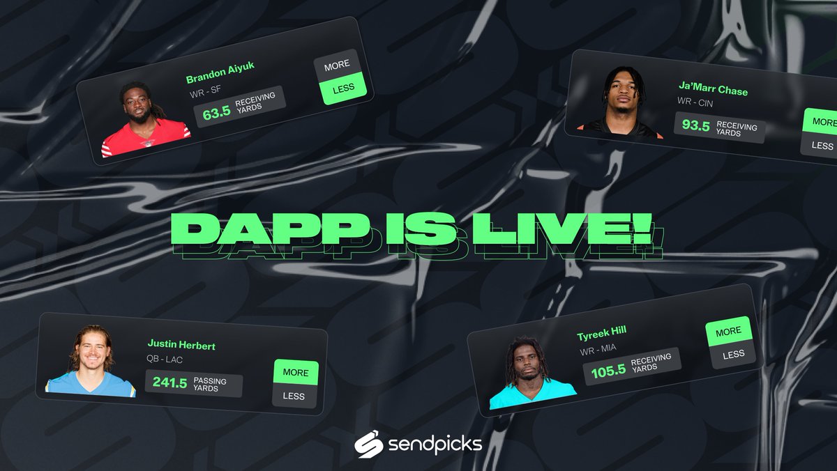 Sendpicks_io's tweet photo. ๐ The journey begins โ Our Dapp is officially live! ๐
Place your bets and join the action at https://t.co/NZwbG5Bv93
$SEND #DFS #FantasySports https://t.co/5cLOg6oDGV