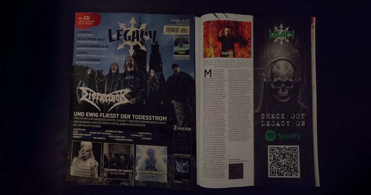 Kalmo featured in German Metal magazine Legacy issue #147 \m/ 
legacy.de
#heavymetal #heavymetalnews