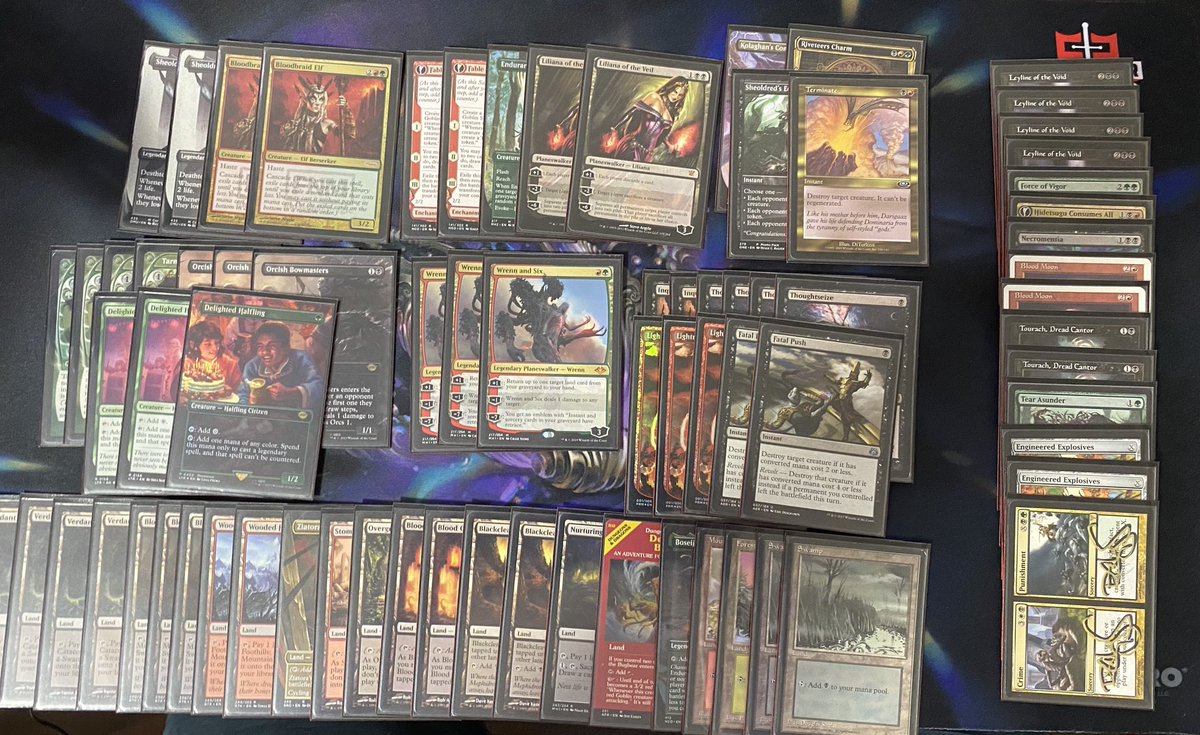 Th0ughtSeize's tweet photo. Inspired by @tawkos recent second place finish with a boomer Jund list!
Been on quite a hot streak with saga variants this year but wanted to use the upcoming RCQ as an opportunity to register some classics that I have not played in forever! Welcome home Liliana and BB❤️ #Jund https://t.co/TaL6OkwF2r