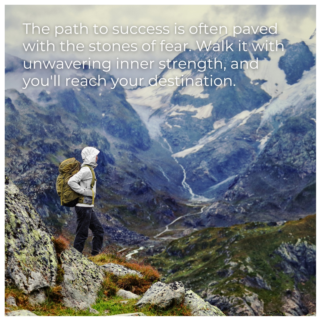 The path to success is often paved with the stones of fear. Walk it with unwavering inner strength, and you'll reach your destination.🌄

#midweekmotivation #StrengthWithin #motivationalposts