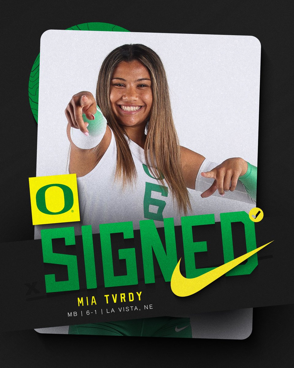 🟢NEW DUCK ALERT🟡

Mia Tvrdy
MB | 6-1 | La Vista, Neb.
Papillion-La Vista HS

Named to <a href="/AVCAVolleyball/">AVCA</a>  Girls HS All-America First Team

#GoDucks