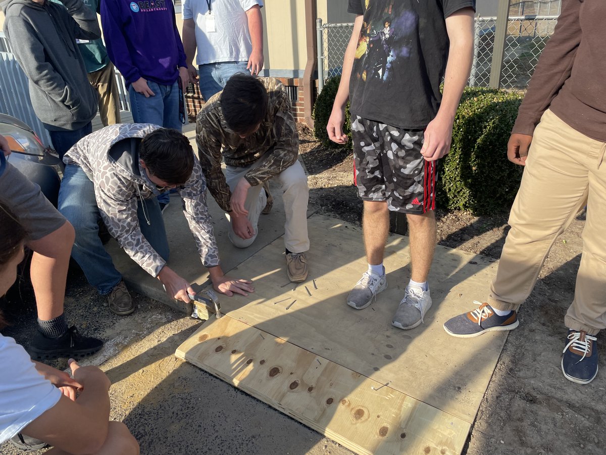 Carpentry students built a temporary wheelchair ramp leading from the elementary building to the fine arts building #carpentry #realworldskills #handsoneducation #wearewaynechristian