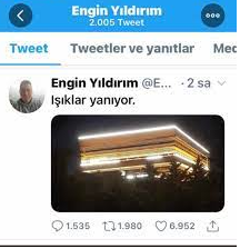 Anayasa Mahkemesi üyesi Engin Yıldırım, “ışıklar yanıyor” notu ile yüksek mahkeme binasının fotoğrafını paylaşarak darbe imasında bulunmuştu. 

AYM üyesinin anayasal düzeni tehdit etmesini asla unutmadık...

AYM yeniden yapılandırılmalıdır
