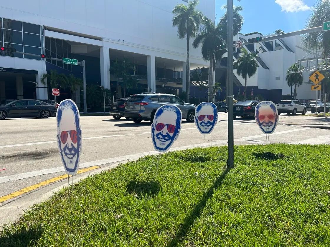 Spotted outside the Republican debate tonight: 1,000 Dark Brandon signs