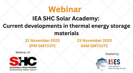 IEA SHC (@ieashc) on Twitter photo 👉 Join us for our last <a href="/IEASHC/">IEA SHC</a> Solar Academy webinar in 2023. Hear about the latest developments in Thermal Energy Storage Materials and ask your questions to the experts. The date is 21 /23 November iea-shc.org/solar-academy/…
<a href="/IEA/">International Energy Agency</a> <a href="/IEA_ES/">IEA Energy Storage TCP</a> <a href="/AEE_INTEC/">AEE INTEC</a> 👉 Join us for our last <a href="/IEASHC/">IEA SHC</a> Solar Academy webinar in 2023. Hear about the latest developments in Thermal Energy Storage Materials and ask your questions to the experts. The date is 21 /23 November iea-shc.org/solar-academy/…
<a href="/IEA/">International Energy Agency</a> <a href="/IEA_ES/">IEA Energy Storage TCP</a> <a href="/AEE_INTEC/">AEE INTEC</a>