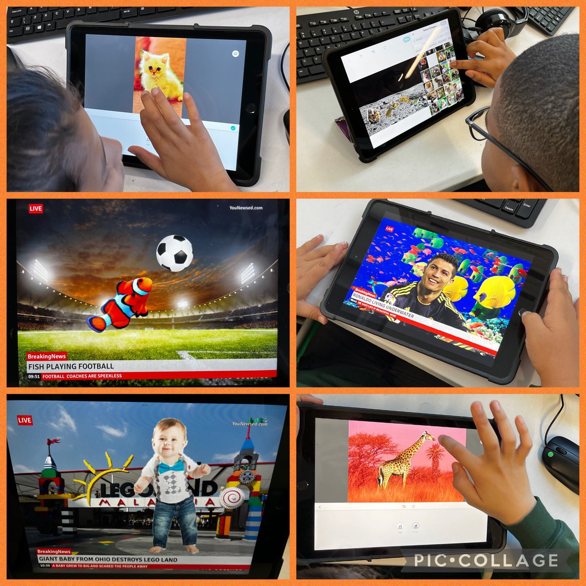 EatSleepICTRpt's tweet photo. Year 4 #AppSmashed PicCollage and YouNewsEd to create their own fake news headlines.
#Misinformation #OnlineSafety https://t.co/8W1niKnEDn