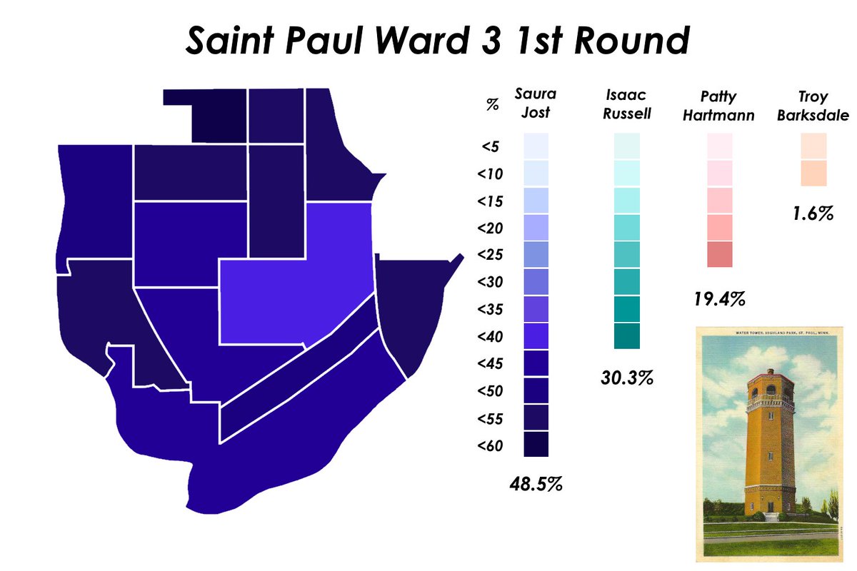 s0phistry's tweet image. St. Paul Minnesota had city council elections last night, and in the hotly contested 3rd Ward, DFL-endorsed Saura Jost nearly swept the race, almost winning outright on the 1st round. The race was fought on housing, infrastructure, and the Summit Ave project.