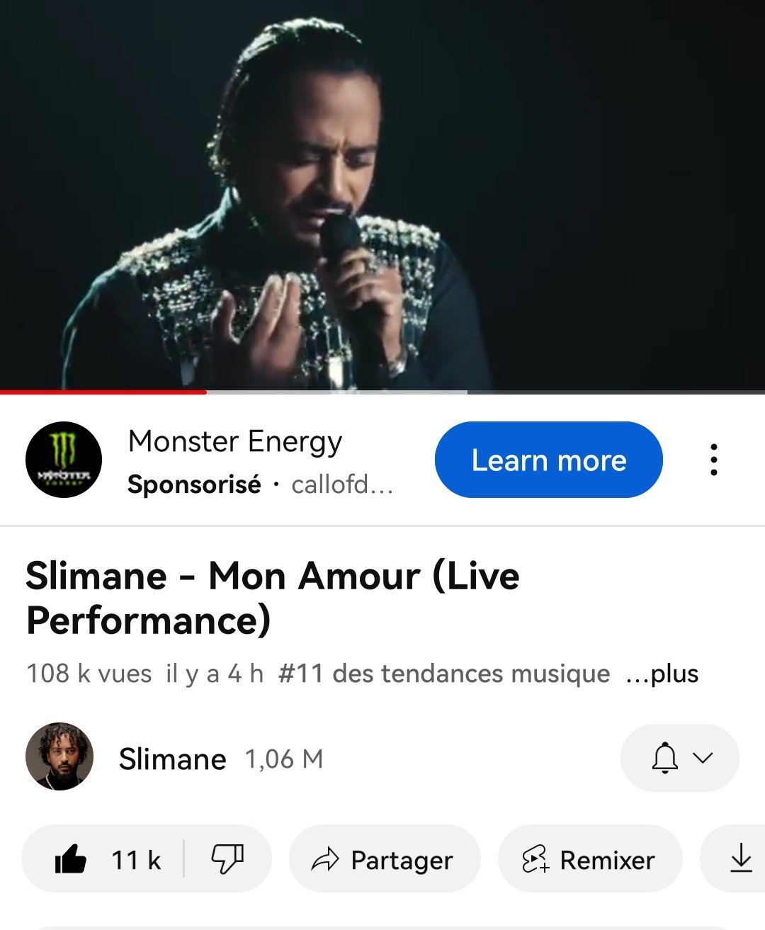 Slimane - Mon Amour (Live Performance) 