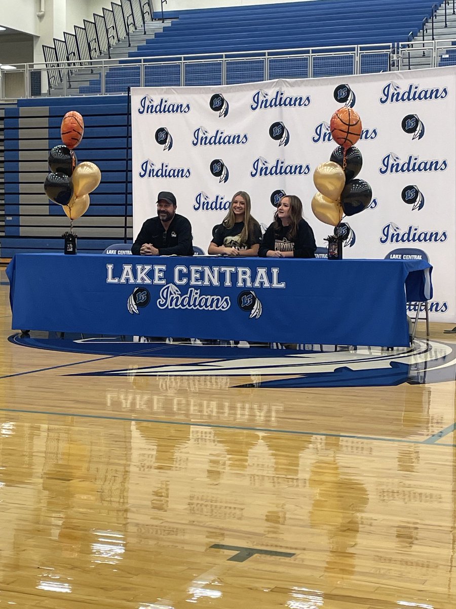 LCIndians's tweet photo. Lake Central is hosting its annual NLOI signing night. 19 Indians will put pen to paper. Riley Milausnic is up first and she is headed to Purdue University Northwest. Congrats Riley! https://t.co/rx7gZjcX9p