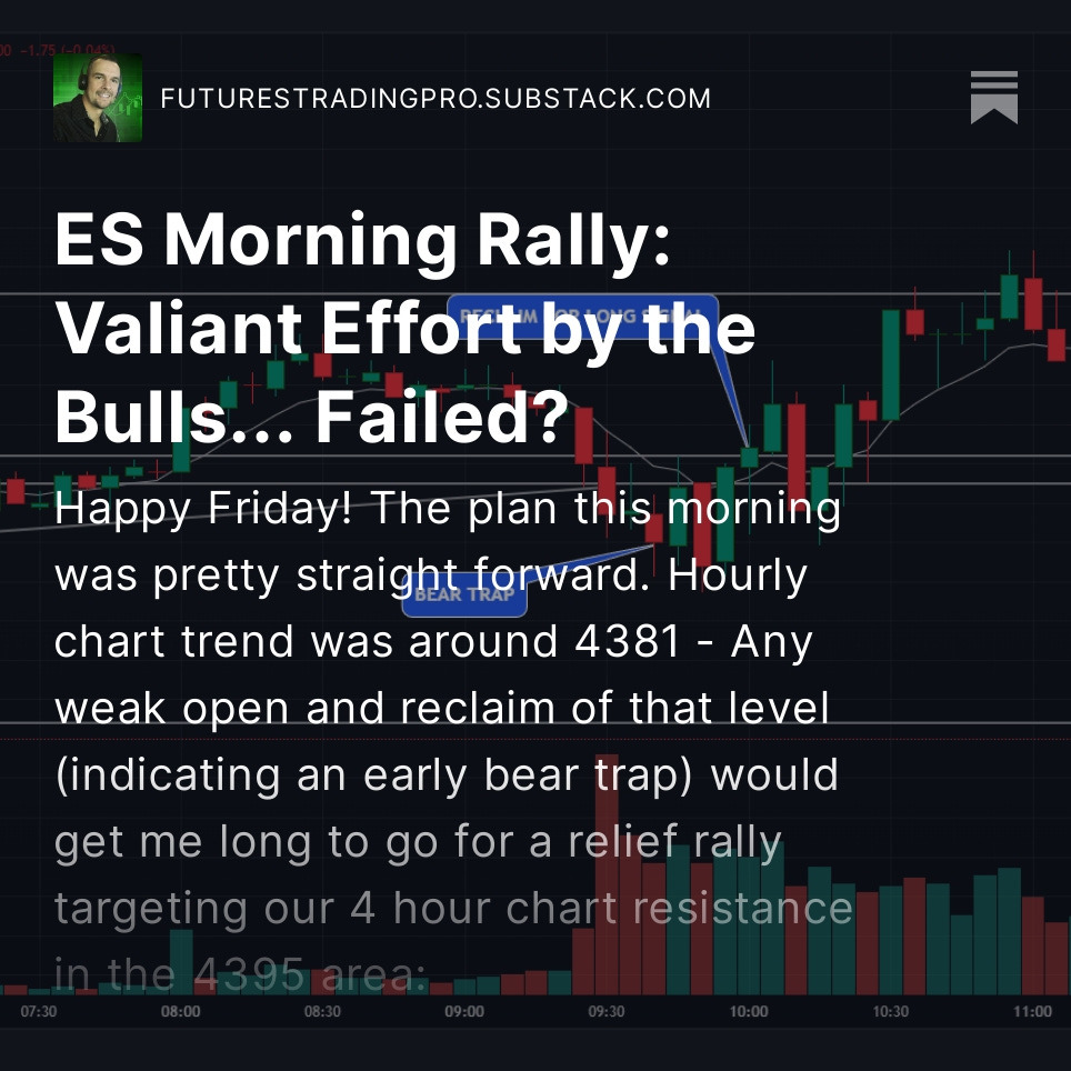 TSXtrad3r's tweet photo. Follow our FREE publication for trade plans and and insights through the eyes of a trader with 18 years of experience in the financial markets. Includes charts, technical levels, and actionable trade ideas for $ES $SPY $SPX #futurestrading #futures #daytrading #ES_F 

Read: https://t.co/pM3abyAG6D
