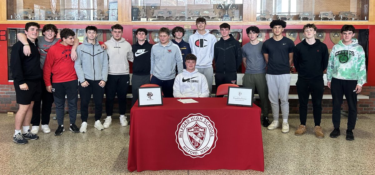 Milford is Excited &amp; Proud! &gt; Damien Carter signed his NLI to Franklin Pierce, LOTS of hard work &amp; dedication to get to this level, RAWK ON!$!🥳 @jcotlin <a href="/Milford_BSB/">MHS Baseball</a> @MilfordSchools @MHSBoosters2 <a href="/Chappy8611/">Bill Chaplin (He/Him/His)</a> <a href="/LauriePinto5/">Laurie Pinto</a> <a href="/HawkNationAT/">Ashley Desko</a> <a href="/milforddaily/">Milford Daily News</a>