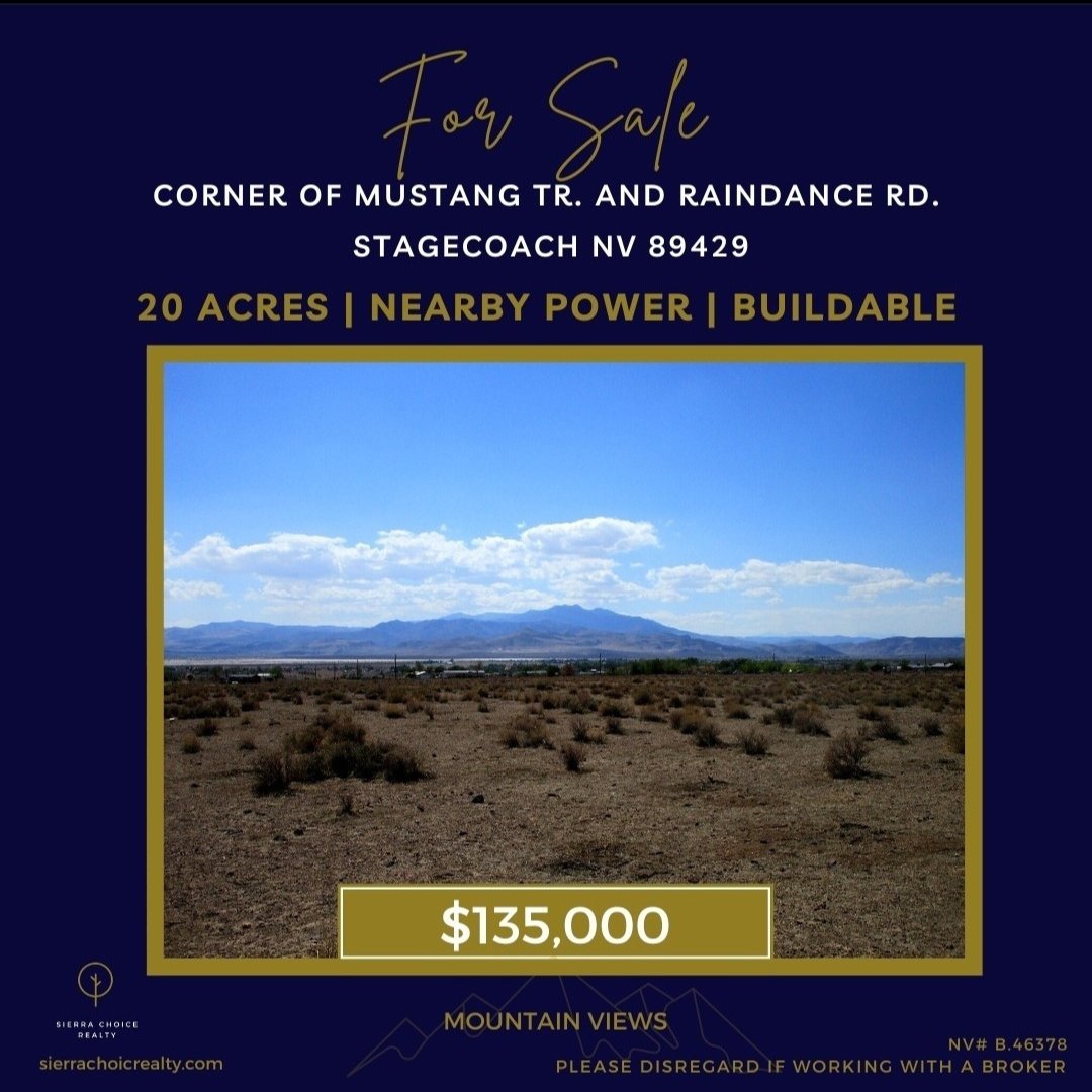 Are you searching for a piece of land? We have 20 acres available in Stagecoach. 
It is buildable and has nearby power.
Do you have questions? Call us today at 775.781.5184. #sierrachoicerealty #northernnevadarealestate #nevadaland