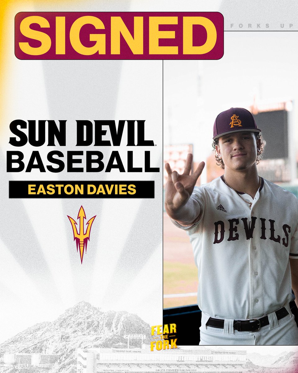 Sun Devil Baseball (@asu_baseball) on Twitter photo Already up to the mid-90s with the heater and a Top-5️⃣ player out of Utah, we are very excited to see what <a href="/davies_easton/">Easton Davies</a> has in store for our future!
#MLBU /// #O2V Already up to the mid-90s with the heater and a Top-5️⃣ player out of Utah, we are very excited to see what <a href="/davies_easton/">Easton Davies</a> has in store for our future!
#MLBU /// #O2V