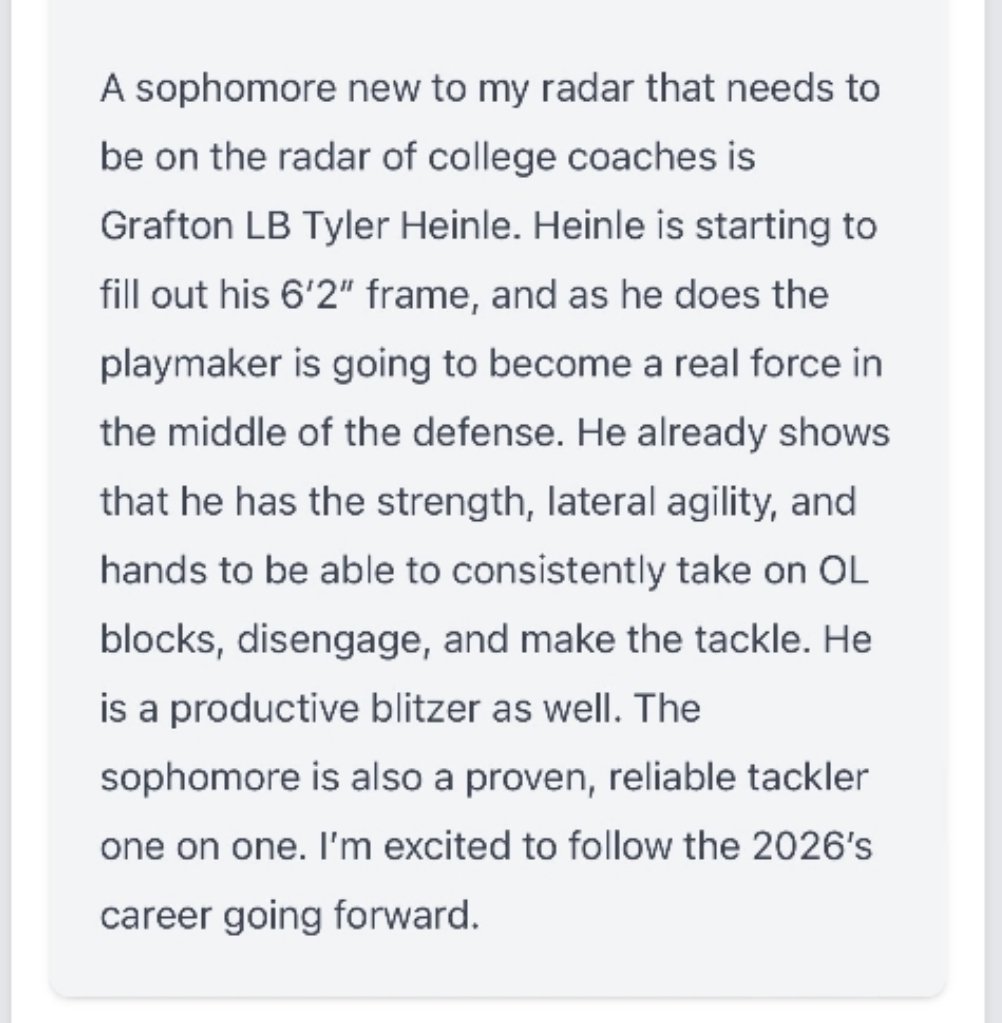 Thank you <a href="/PrepRedzoneWI/">Prep Redzone Wisconsin</a> and <a href="/MJ_NFLDraft/">Mark Johnson</a> for the write up!