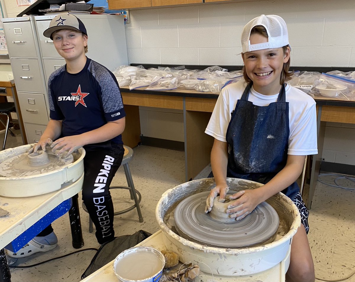 More pottery wheel fun and success in 6th grade today! ⁦<a href="/BAM_MS_Official/">Brambleton Middle</a>⁩ ⁦<a href="/LCPSOfficial/">LCPS News</a>⁩ #clay #ceramics #pottery #artclass