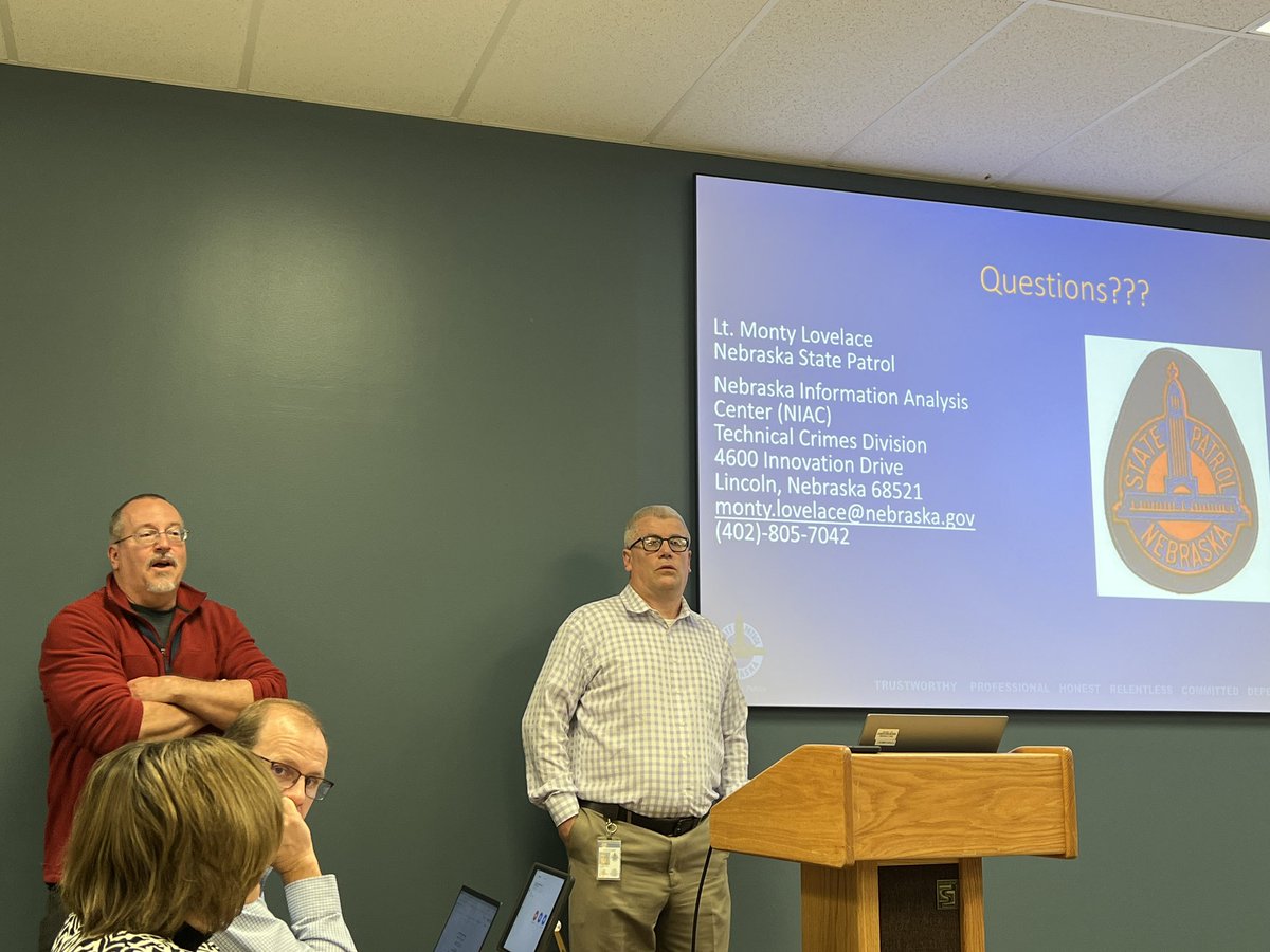 NCSACinde's tweet image. At NASA Region 4 meeting with president @StephanieKaczor &amp;amp; an action packed agenda. 

@NCSAmike &amp;amp; @NCSAkyle with the legislative update
@saraskretta on NCTE
Facility Advocates @GregBarnes4 &amp;amp; @Danbird12 (thanks for lunch)
@NEStatePatrol on AI &amp;amp; Cyber Threats 

Great day! #RootedNE