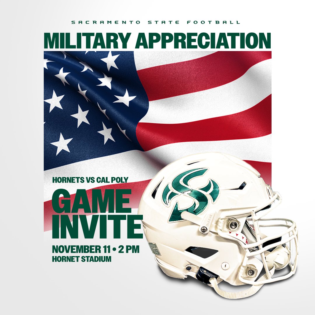 If you are a football recruit in the Sacramento area, you are invited to come watch our game vs. Cal Poly this Saturday as our guest! 
🗓️ Saturday, Nov 11th
🕐2 PM (arrive at 1PM)
🏟️ Hornet Stadium, Sac State
🎟️bit.ly/3REwUrz
#StingersUp  #GreenSwarm