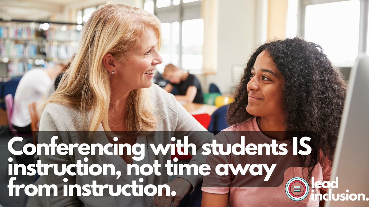 🗣️ Conferencing with #students to reflect on progress and co-construct #feedback and next steps is some of the best #assessment we can engage in. And it IS instruction, not time away from instruction. #LeadInclusion #EdLeaders #Teachers #UDL #ATAssessment #Inclusion #SBLchat