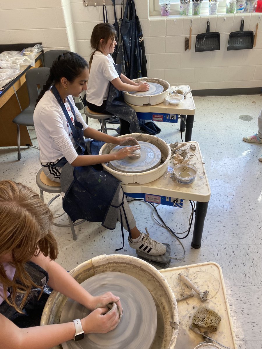The wheels are spinning in 6th grade Art!  ⁦<a href="/BAM_MS_Official/">Brambleton Middle</a>⁩ ⁦<a href="/LCPSOfficial/">LCPS News</a>⁩ #ceramics #clay #pottery