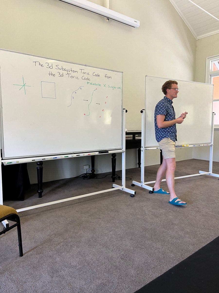 DomJWilliamson's tweet photo. Charles Stahl continues the 3D subsystem toric code theme.
#TOPO2023 https://t.co/0NmfjZGRbZ