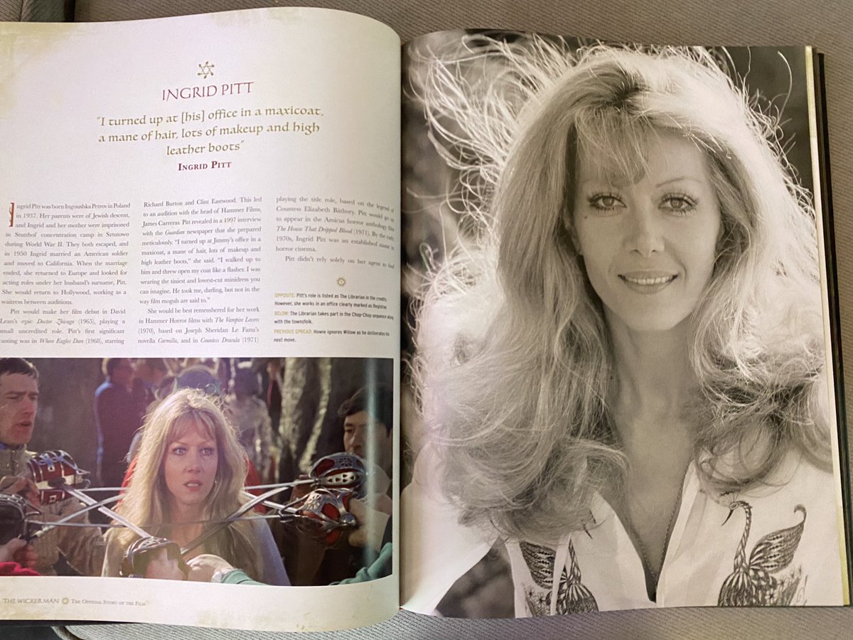 Got the book about one of my all time favorite movies. First scan through the book, and it’s beautiful. Of course I went right to Ingrid Pitt’s profile. She’s my favorite character in the movie. Cannot wait to dive in #TheWickerMan @walshbros #MutantFam