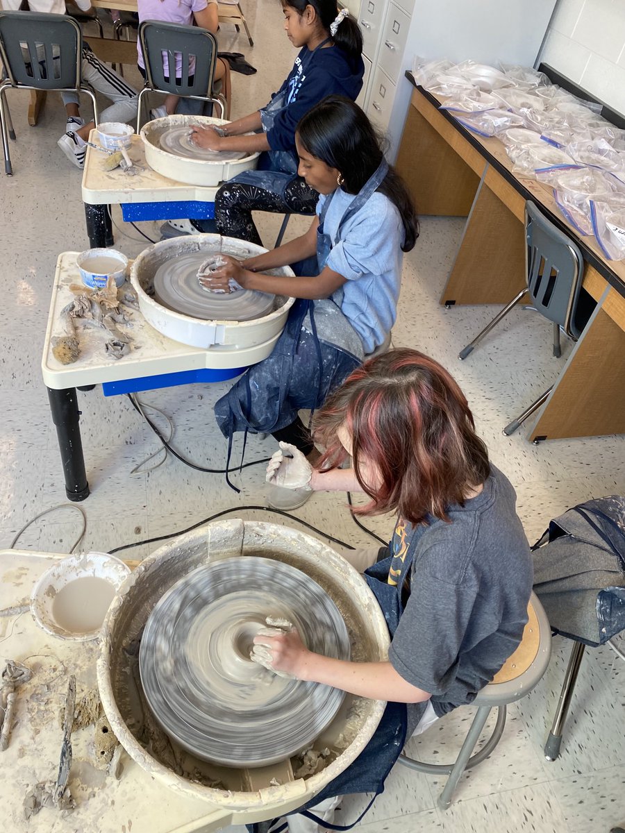 More pottery wheel fun in 6th grade today!  ⁦<a href="/BAM_MS_Official/">Brambleton Middle</a>⁩ ⁦<a href="/LCPSOfficial/">LCPS News</a>⁩ #clay #ceramics