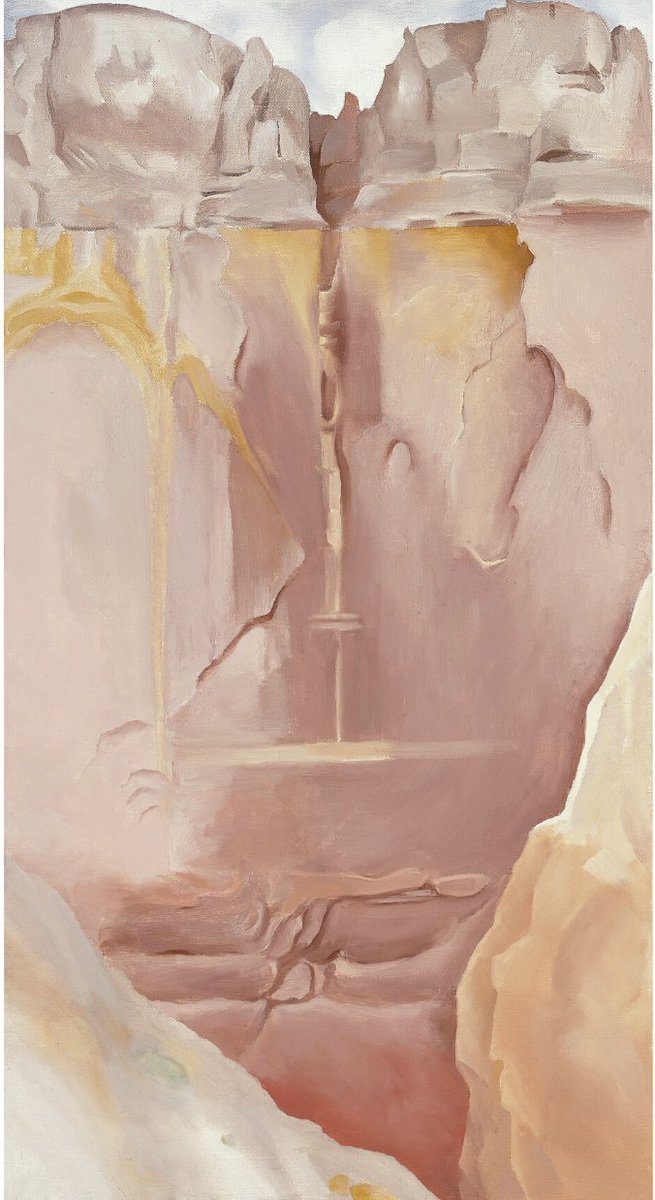 #AuctionUpdate: Depicting an area of sharp cliffs located near the artist’s adopted hometown of Abiquiu, New Mexico, a site whose heroic scale and deep grooves proved visually stimulating to Georgia O’Keeffe, ‘Dry Waterfall’ brings $2.4m #TheFisherLandauLegacy