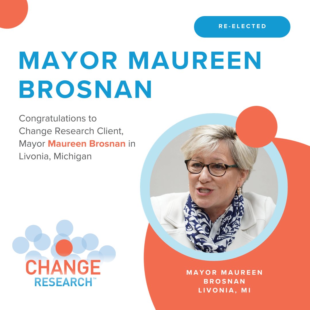 Congrats to @MayorBrosnan on her re-election as Mayor of Livonia, Michigan!