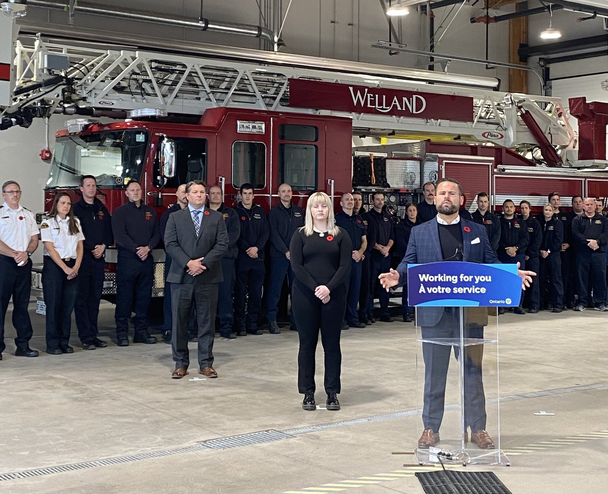 csantoro091412's tweet photo. Pleased to be at todays announcement in Welland @DavidPiccini reducing the latency period for @opffa firefighter esophageal cancers wsib coverage. Great work @G_Horts @bob_mccutcheon @Markbiggins911 @WPFFA_481 @IAFFofficial 
RIP Brother Craig Bowman https://t.co/bq2XuRabBo