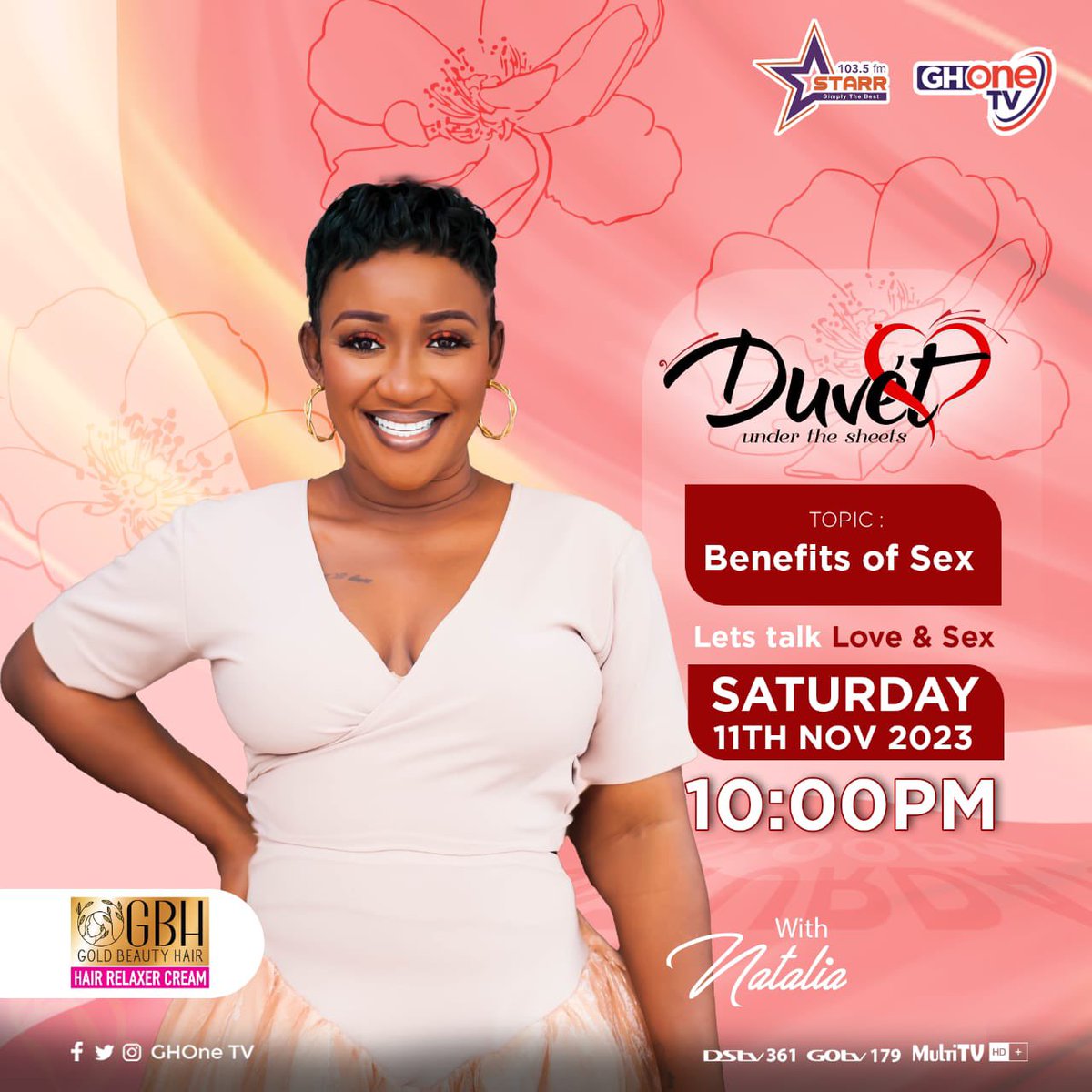 ghonetv's tweet photo. This Saturday we are back with another discussion on Duvet ❤️

Topic: Benefits of Sex 
#Duvet w/ @yesiamnatalia https://t.co/JYVo9gbyq6