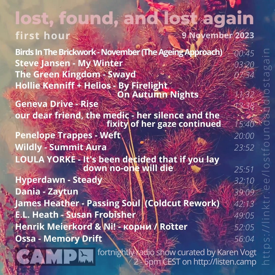 Karen Vogt (was here) (@karenvogtmusic) on Twitter photo <a href="/listen_camp/">CAMP Radio</a> <a href="/markusguentner/">MarkusGuentner</a> feat. music by <a href="/myautumnempire/">Ben Holton</a> <a href="/istevejansen65/">Steve Jansen</a> @TheGreenKingdom #holliekenniff <a href="/_Helios/">_Helios</a> <a href="/genevadrive3/">Geneva Drive</a> #ourdearfriendthemedic <a href="/PenelopeTrappes/">Penelope Trappes</a> #Wildly <a href="/loulayorke/">𝚕𝚘𝚞𝚕𝚊 𝚢𝚘𝚛𝚔𝚎</a> <a href="/hyperdawnmusic/">hyperdawn</a> <a href="/James_H_Sounds/">James Heather</a> <a href="/Coldcut/">Coldcut</a> <a href="/EL_Heath/">Eric Loveland Heath</a> <a href="/HMeierkord/">Henrik Meierkord</a> #ossa <a href="/listen_camp/">CAMP Radio</a> <a href="/markusguentner/">MarkusGuentner</a> feat. music by <a href="/myautumnempire/">Ben Holton</a> <a href="/istevejansen65/">Steve Jansen</a> @TheGreenKingdom #holliekenniff <a href="/_Helios/">_Helios</a> <a href="/genevadrive3/">Geneva Drive</a> #ourdearfriendthemedic <a href="/PenelopeTrappes/">Penelope Trappes</a> #Wildly <a href="/loulayorke/">𝚕𝚘𝚞𝚕𝚊 𝚢𝚘𝚛𝚔𝚎</a> <a href="/hyperdawnmusic/">hyperdawn</a> <a href="/James_H_Sounds/">James Heather</a> <a href="/Coldcut/">Coldcut</a> <a href="/EL_Heath/">Eric Loveland Heath</a> <a href="/HMeierkord/">Henrik Meierkord</a> #ossa