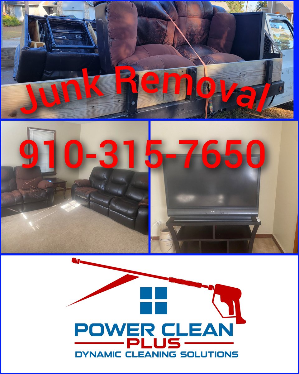PowercleanPlus's tweet photo. 🚛 Another successful job completed in Fayetteville, NC by PowerClean Plus!

Excited to share how our team efficiently removed 2 old couches and a large flat-screen TV for a resident's move. Making transitions smoother is our passion. Whether it's decluttering or downsizing, our hassle-free junk removal services are here for Fayetteville, NC, and the surrounding areas. Contact us at 910-315-7650 or visit https://t.co/JAUjS7u4og. #FayettevilleNC #JunkRemoval #MovingDayCleanup 🏠✨♻️