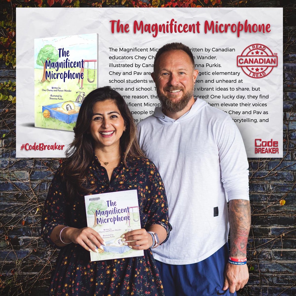 CheyandPav's tweet image. It is #IReadCanadian, and we are proud to highlight our picture book, The Magnificent Microphone, which is written, illustrated and published solely by and through 🇨🇦 authors, illustrators and publishers 

A story to introduce podcasting 

@codebreakeredu #CodeBreaker 

❤️🖤🎙️