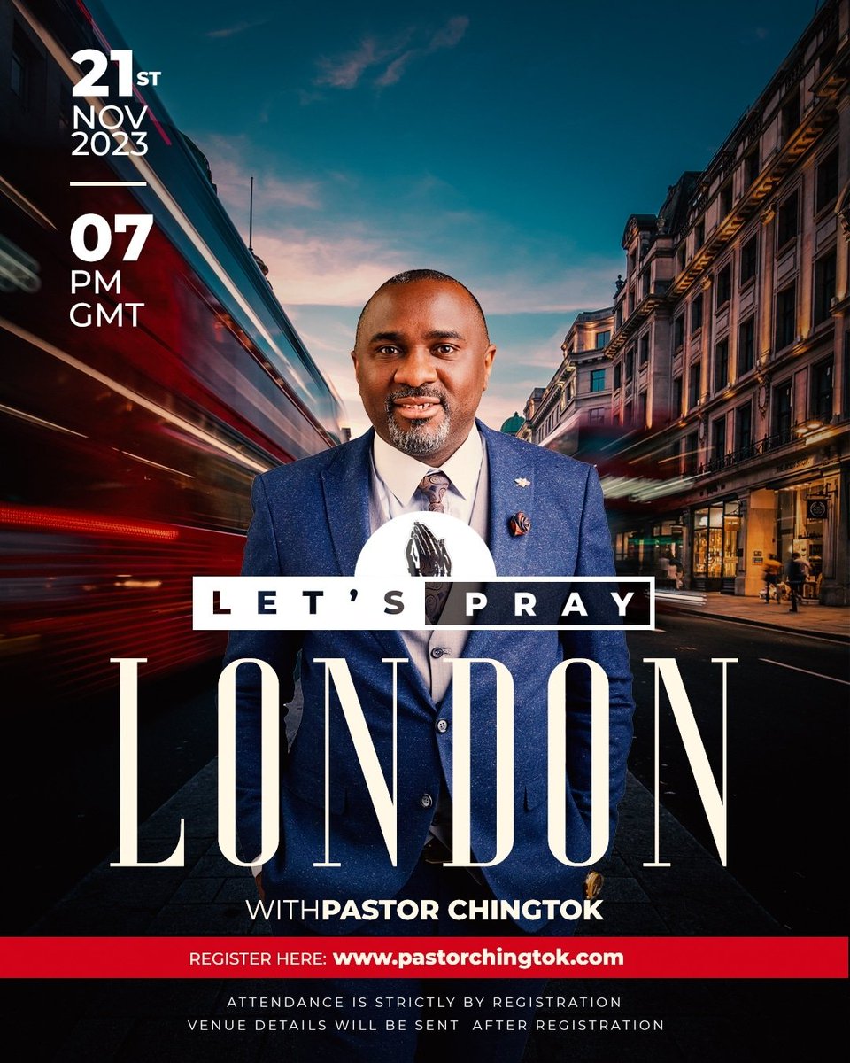Are you in London... Do you want to partner with God to stirr up a revival in London... God is searching for his men... So are we... Register to be a part of this prayer meeting... pastorchingtok.com/lets-pray-lond…
N/B There was a correction in the date... So take note and plan...