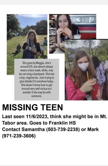 Portland and Vancouver people - this is a friend of a friend. Please take a minute to see if you have any info. Thanks.