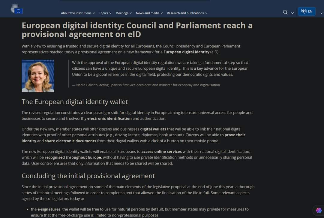 EU Digital ID has Passed It’s a done deal. - The European Digital Identity The European Parliament and Member States just reached an agreement on introducing the Digital ID to all member states.