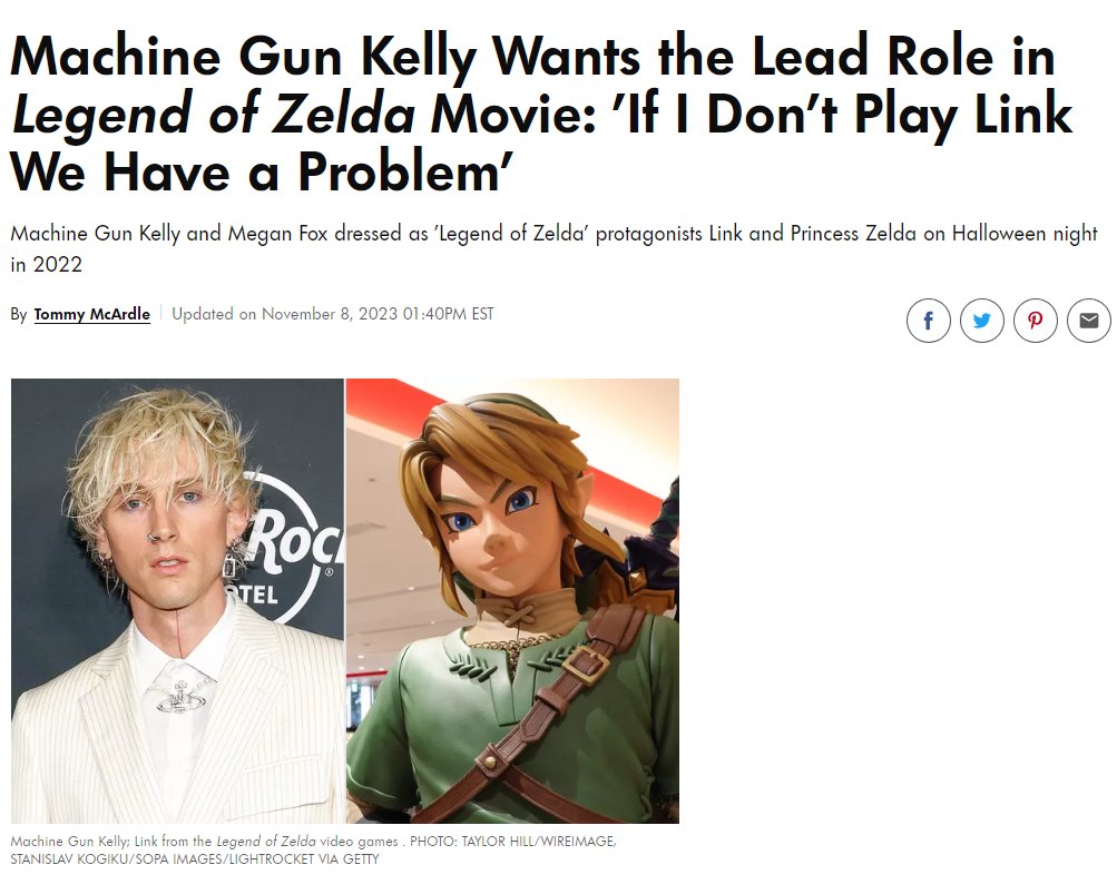 Machine Gun Kelly Wants Lead Role of Link in New 'Legend of Zelda' Movie