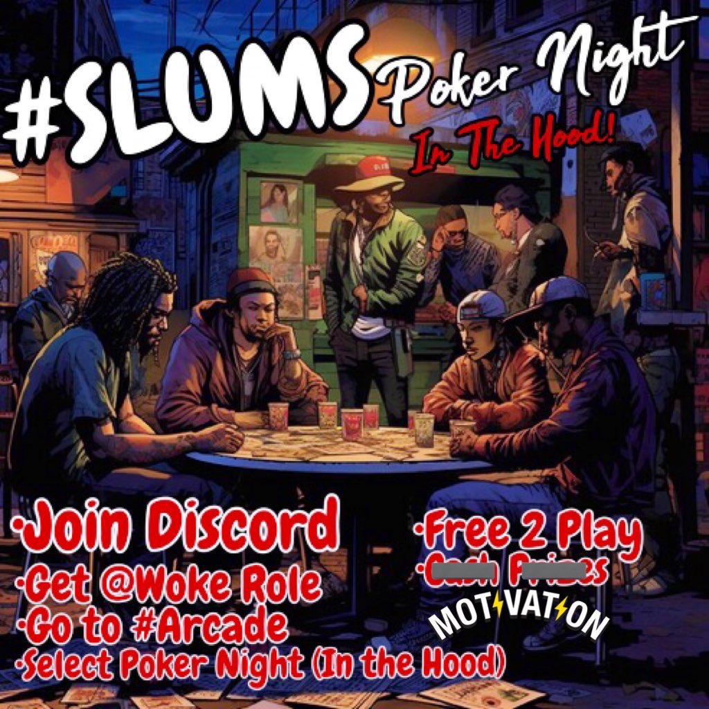balloutcrypto's tweet photo. Winner receives 5,000
#SLUMSCoin
Every 1 gets 1,000 for participating! 💯🔥🚀

#SLUMS Poker Night♠️♥️♣️♦️
Every Wednesday @ 9 pm. Est!
Don’t miss out, Sign up 👇 

Current Poker Champ: ~NatePullen @d_render 

https://t.co/pNw0yWqHf6 https://t.co/IenrfD2ag2