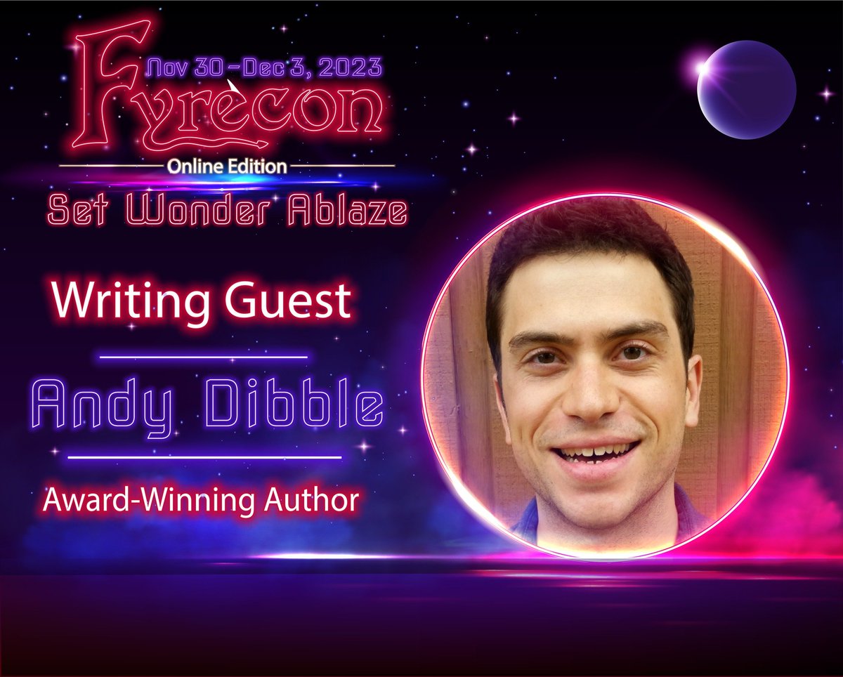 A big welcome back to Fyrecon 7 to @AndyDibble2! Andy Dibble is a healthcare IT consultant who has worked for large healthcare systems in six countries. His work appears in Writers of the Future Volume 36, Diabolical Plots, and Mysterion. #fyrecon7 #writingconference #writing