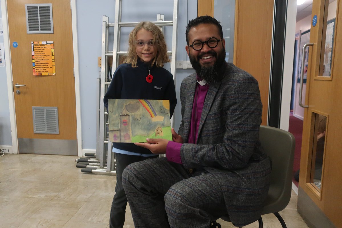 Thank you to Bishop Saju <a href="/leicestercofe/">Diocese of Leicester</a> who had a Q &amp; A session with our Collective Worship Leaders today before leading whole school Collective Worship. One of our pupils painted a picture of St Catherine's Church as a thank you for visiting and inspiring us <a href="/houghtonchurch/">St Catharine's Church</a>