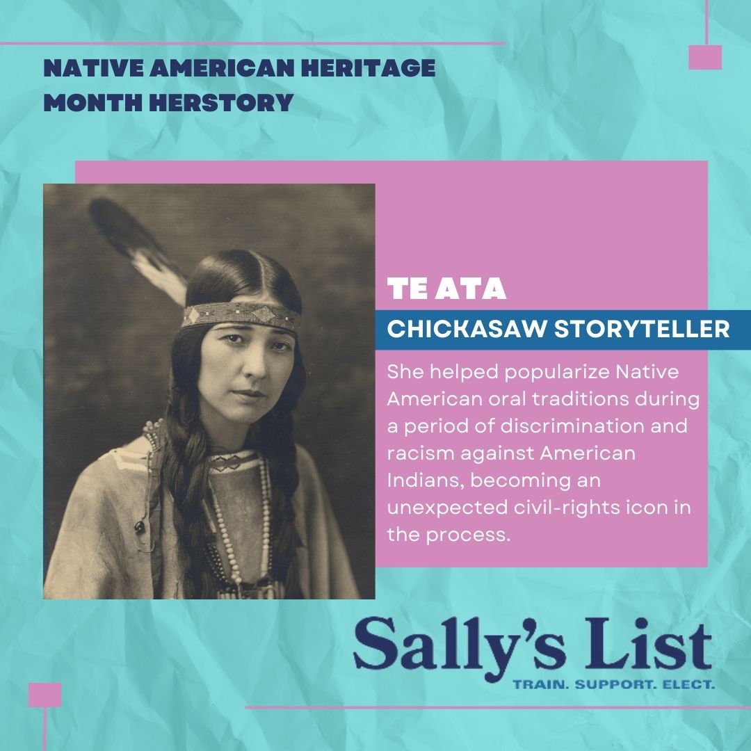 SallysList's tweet photo. It's Native American Heritage Month, and we hope you will join us in celebrating the many incredible Native women who have left an impact on OK.
Native women have always been strong leaders, and OK needs more in elected office!
#ElectNativeWomen
#NativeAmericanHeritageMonth https://t.co/Lj88SaQrdH