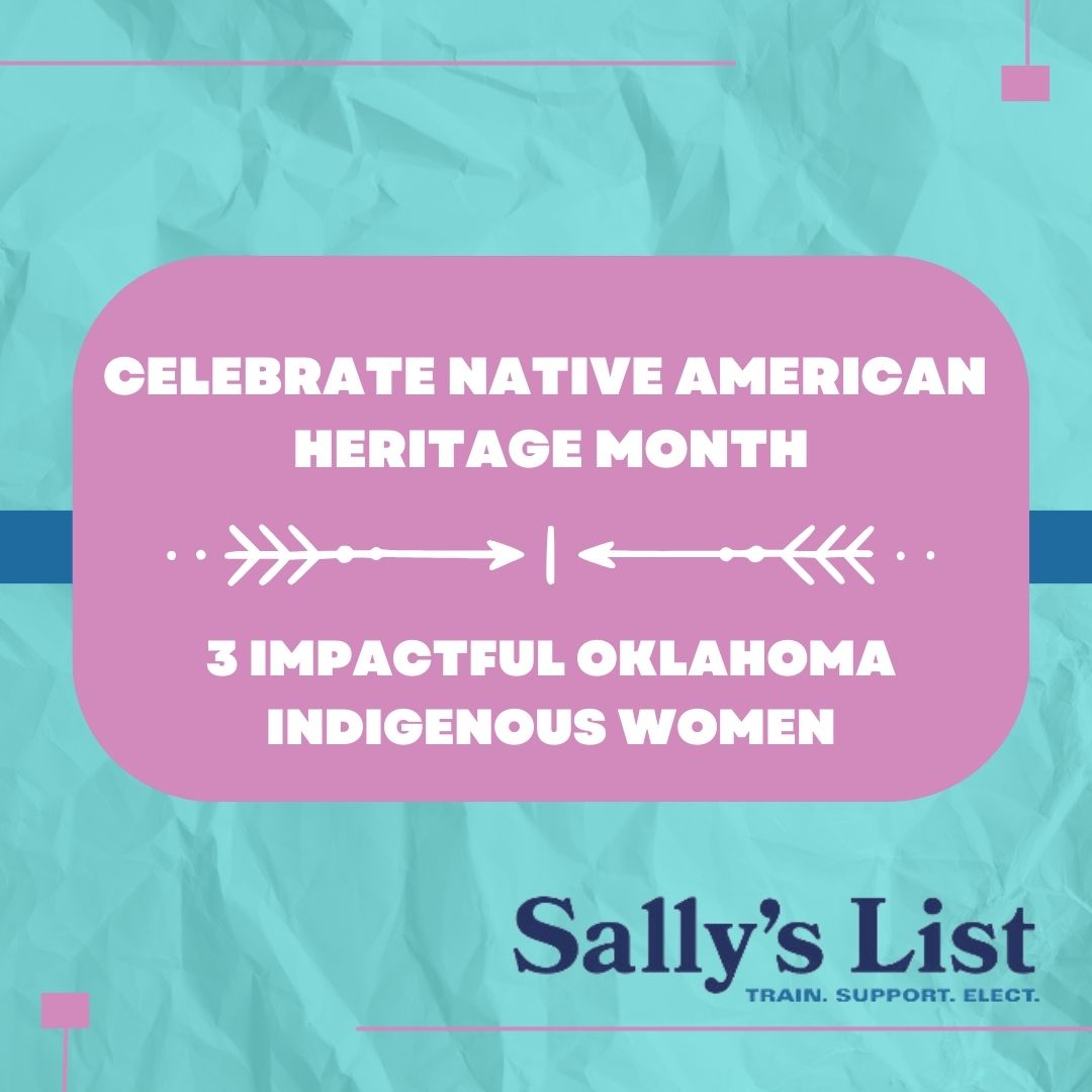 SallysList's tweet photo. It's Native American Heritage Month, and we hope you will join us in celebrating the many incredible Native women who have left an impact on OK.
Native women have always been strong leaders, and OK needs more in elected office!
#ElectNativeWomen
#NativeAmericanHeritageMonth https://t.co/Lj88SaQrdH