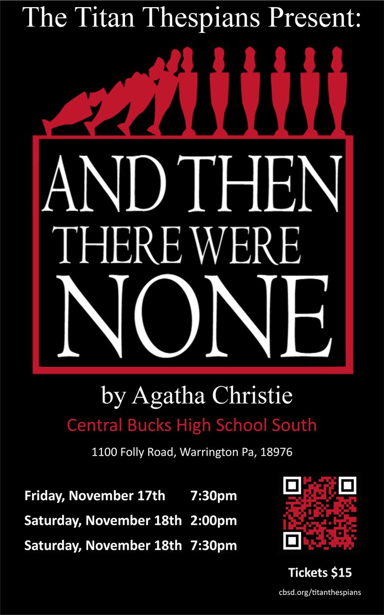 Come see the @CBSouthHS Thespians production of 'And Then There Were None' by Agatha Christie, 11/17 and 11/18 at CB South! #southside @CBSDSchools Ticket link: purplepass.com/#268057/The_Ti…