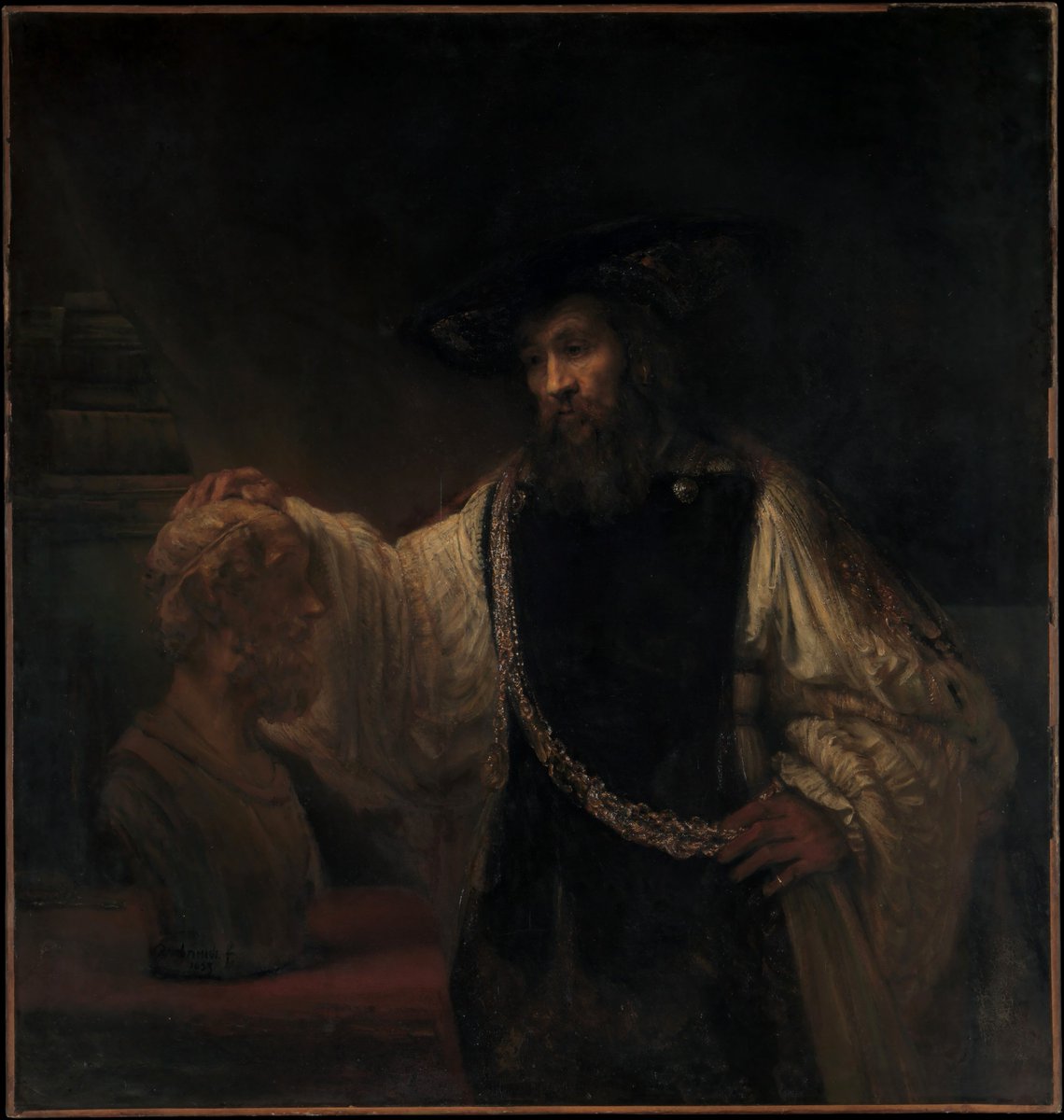 noartect's tweet photo. 🖼️ Aristotle with a Bust of Homer (Aristotle Contemplating a Bust of Homer)
🧑‍🎨 Rembrandt
⏳ 1653
•
#aristotle #rembrandt #baroque #tenebrism #portrait #history #oil #canvas #artworks #paintingart #art #artwork #paintings #artist #artgallery #painting #paintingoftheday #noartect https://t.co/HQnkbIzrNd